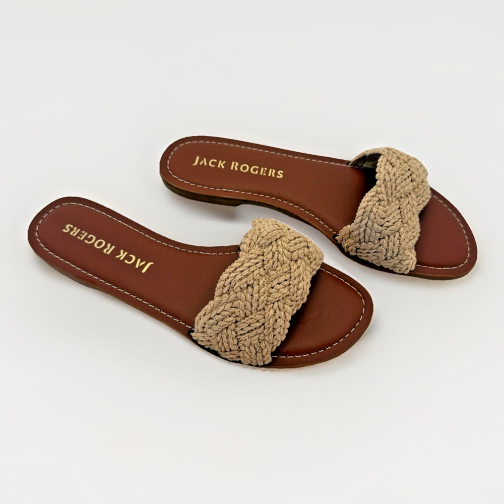 Jack Rogers Dumont Slide Sandals Woven Rope Women’s Size 7.5 EUC Beige Slip On - Picture 3 of 5
